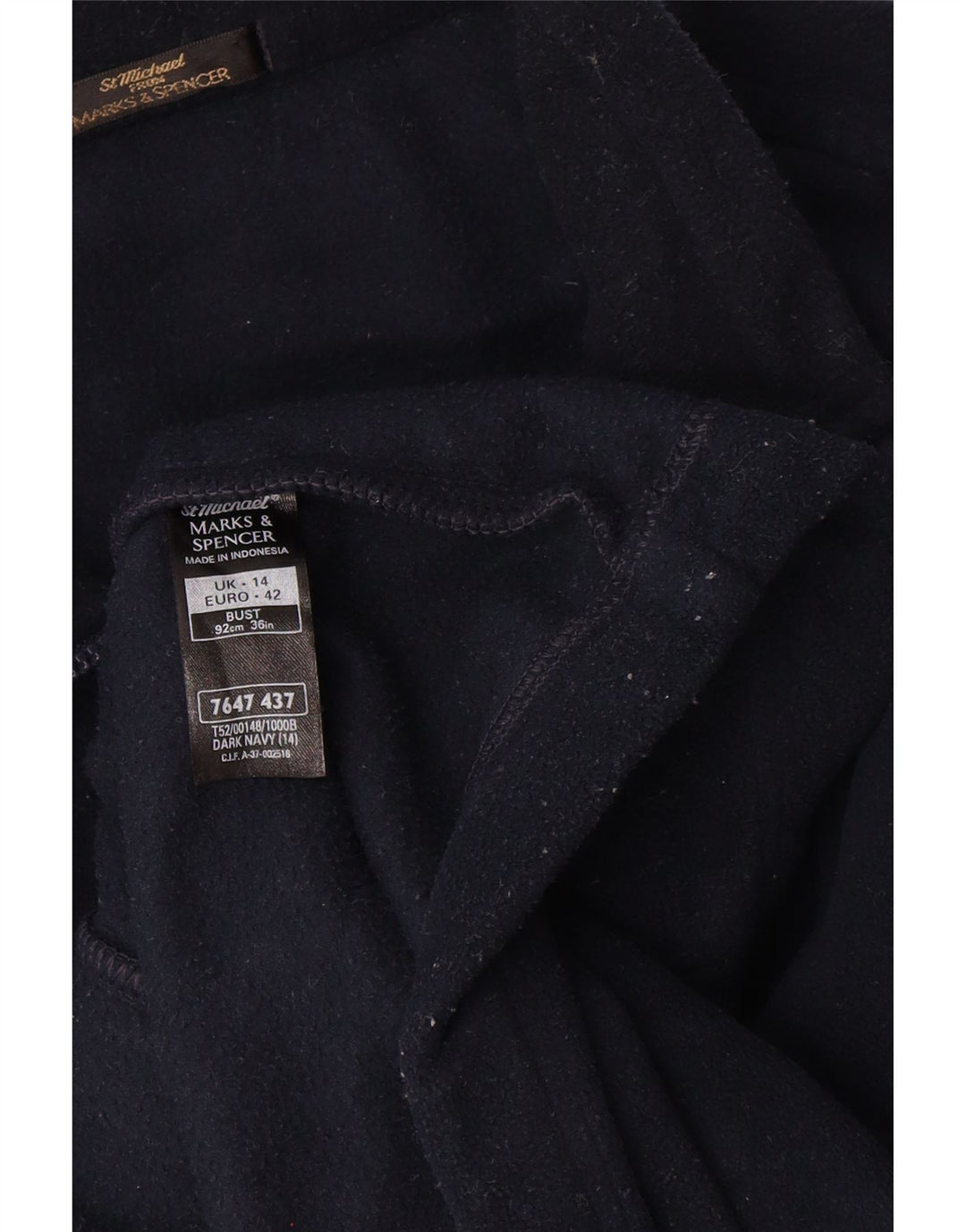 Marks & Spencer Damen Fleecejacke UK 14 Large Marineblau Polyester