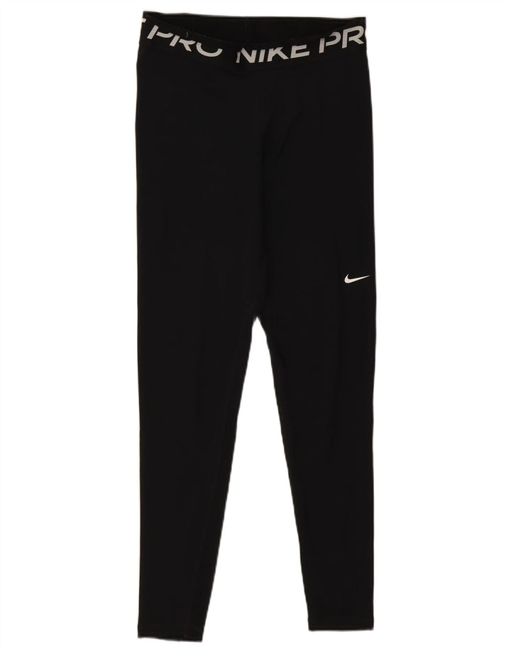 Nike Dame Dri Fit Grafiske Leggings UK 12 Medium Sort Polyester