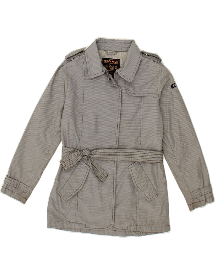 WOOLRICH Womens Military Jacket US 10 Large Grey Houndstooth Polyester Vintage Woolrich and Second-Hand Woolrich from Messina Hembry 