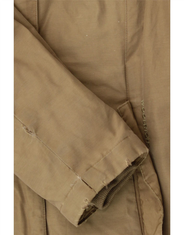 WOOLRICH Womens Hooded Padded Coat UK 10 Small Khaki Vintage Woolrich and Second-Hand Woolrich from Messina Hembry 