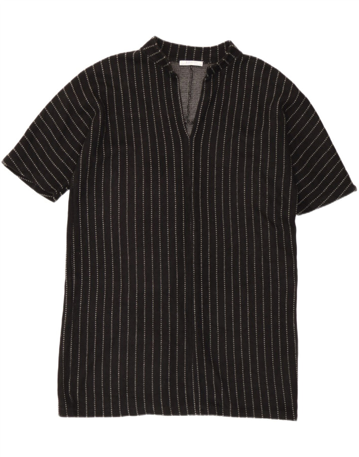 Zara Womens Oversized Shift Dress UK 14 Medium Black Striped Acrylic