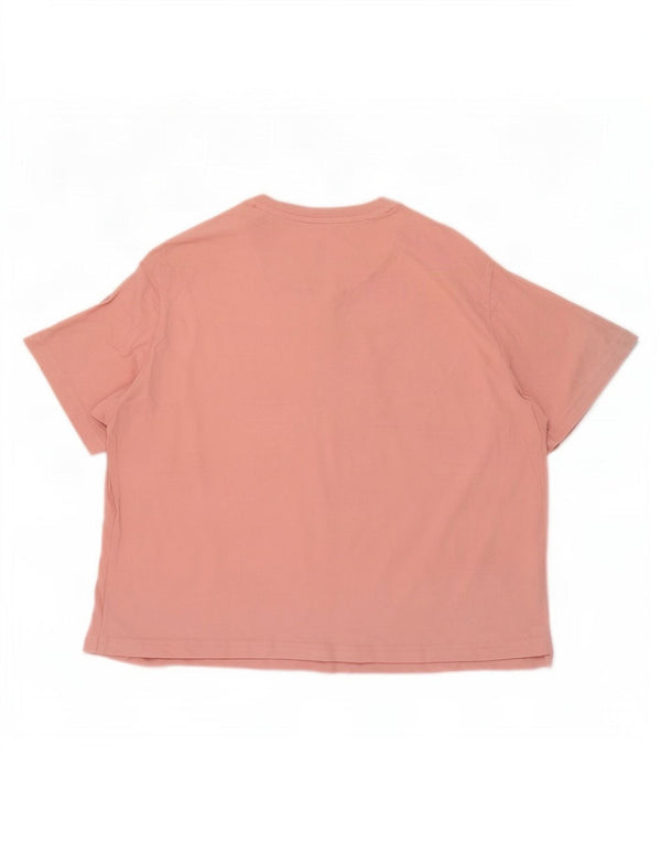 Adidas Womens Crop T-Shirt Top UK 16 Large Pink Cotton