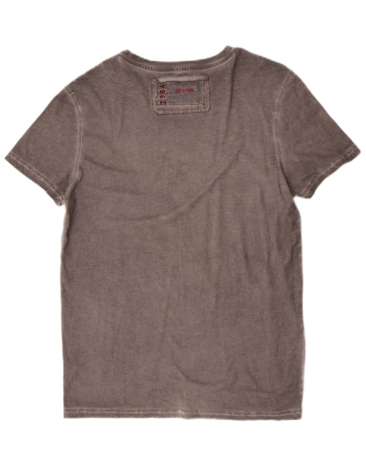 Desigual Hombre Camiseta Gráfica Top Algodón Gris Medio