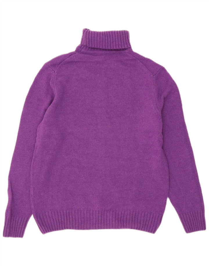 Zara Dame Rullehals Sweater UK 14 Medium Lilla Uld