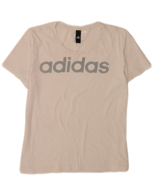 Adidas Womens Regular Graphic T-Shirt Top UK 12 Medium White