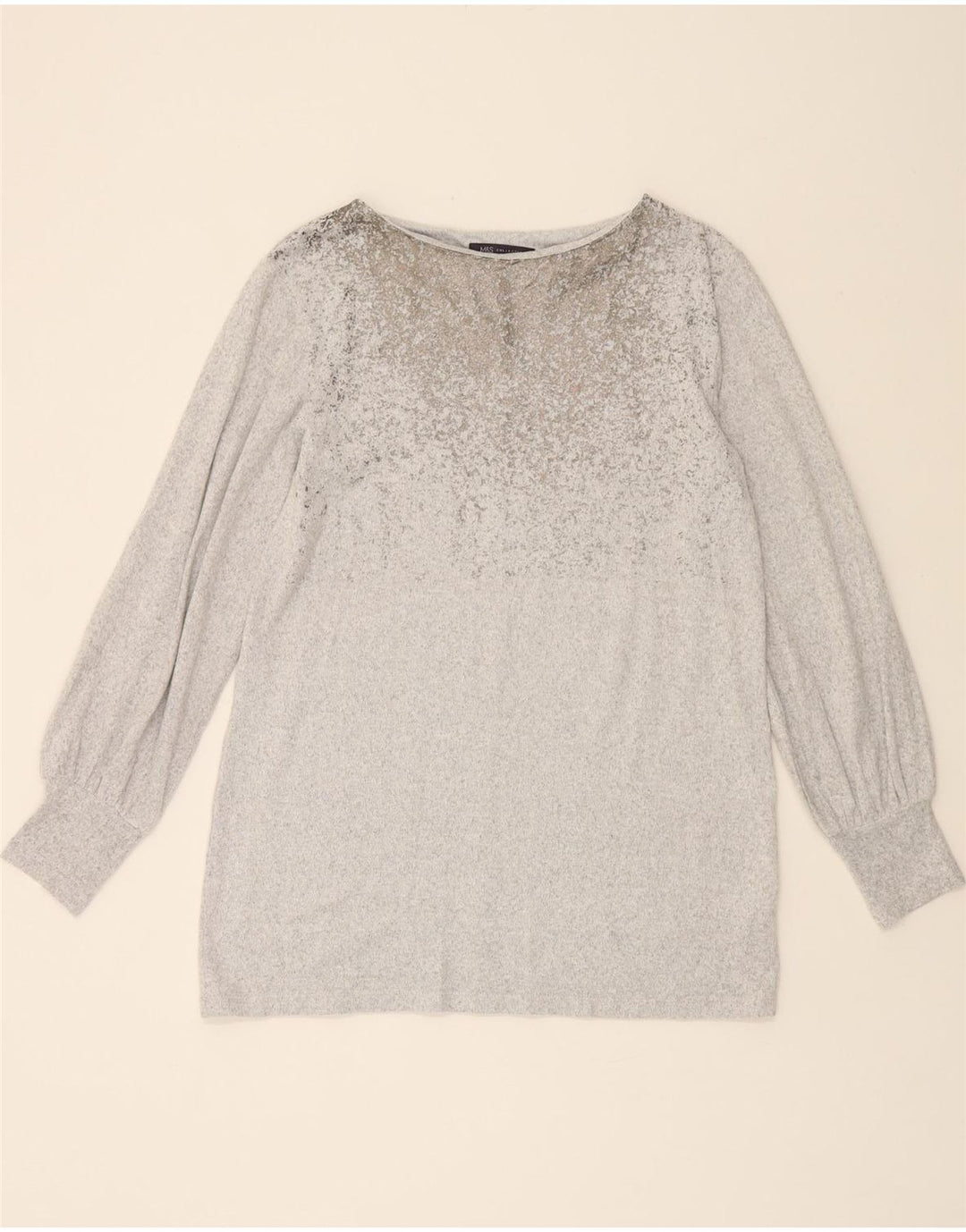 MARKS & SPENCER Womens Boat Neck Jumper Sweater UK 12 Medium Grey Vintage Marks & Spencer and Second-Hand Marks & Spencer from Messina Hembry 