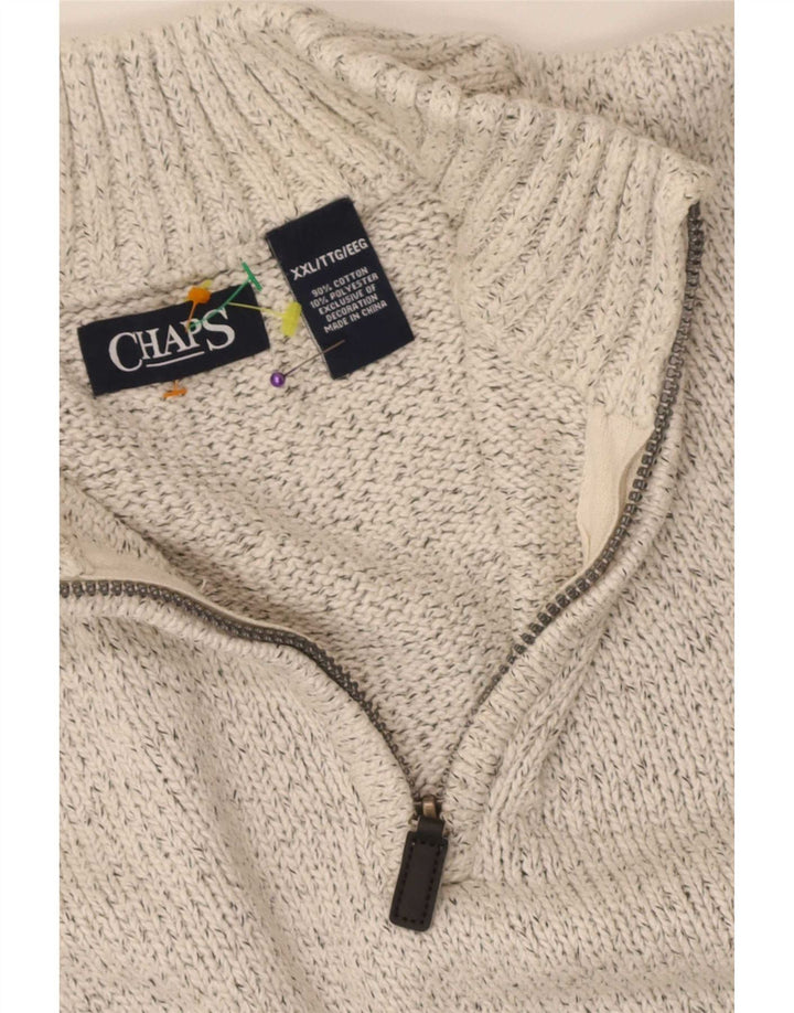 Chaps Mens Zip Neck Jumper Sweater 2XL Grey Flecked Cotton