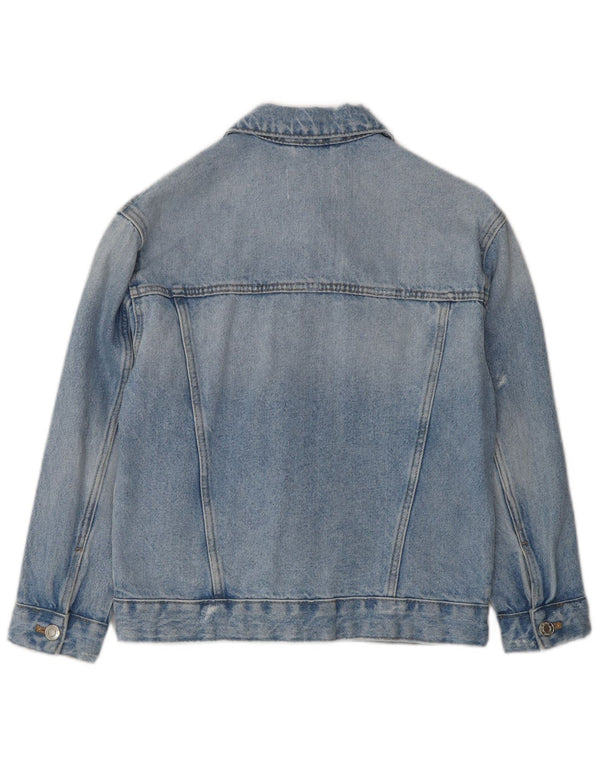Zara Girls Distressed Denim Jacket 9-10 Years Blue