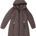 Casaco acolchoado com capuz feminino Dkny UK 14 poliéster cinza médio