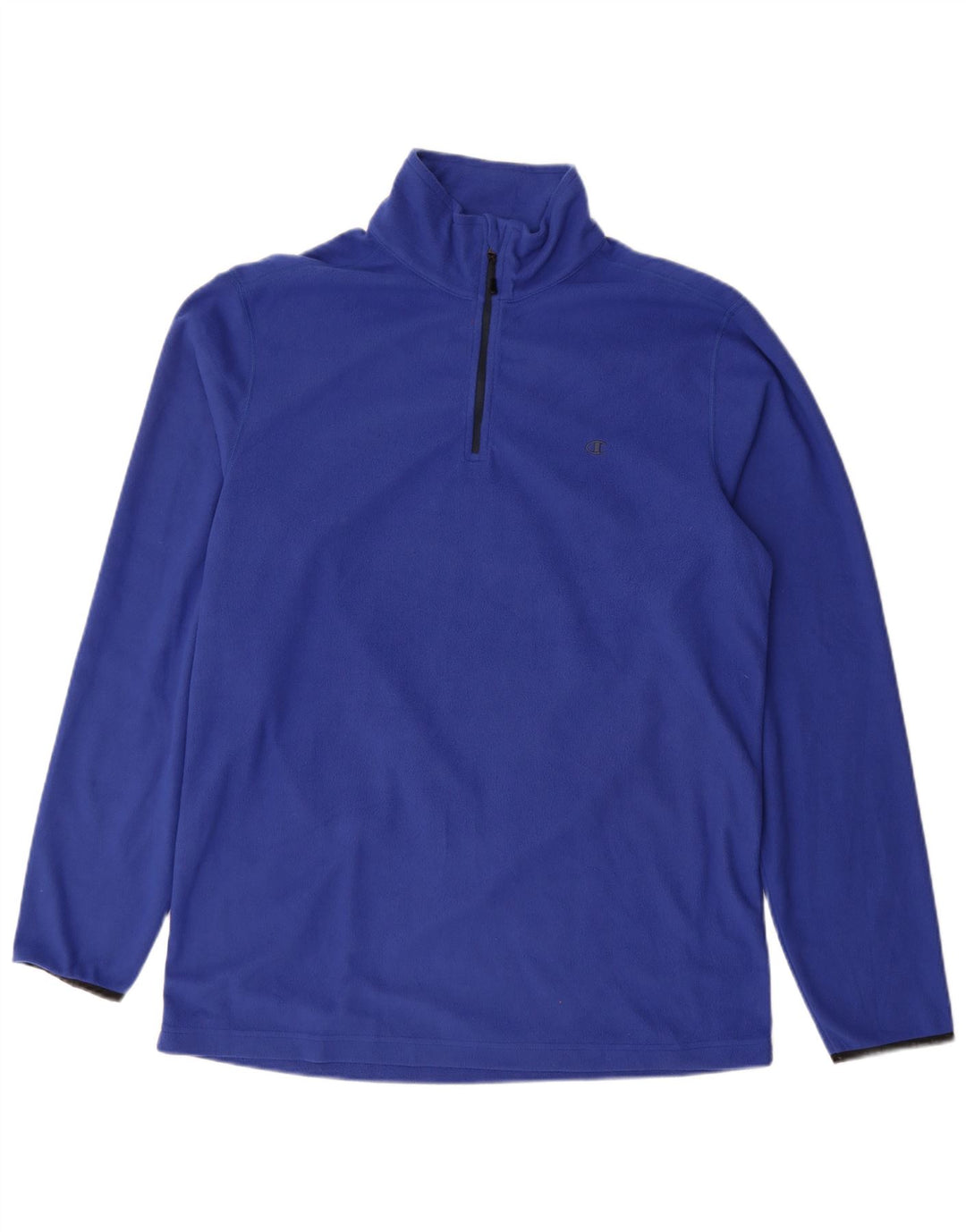 Champion Mens Zip Neck Fleece Jumper 2XL Blue Polyester