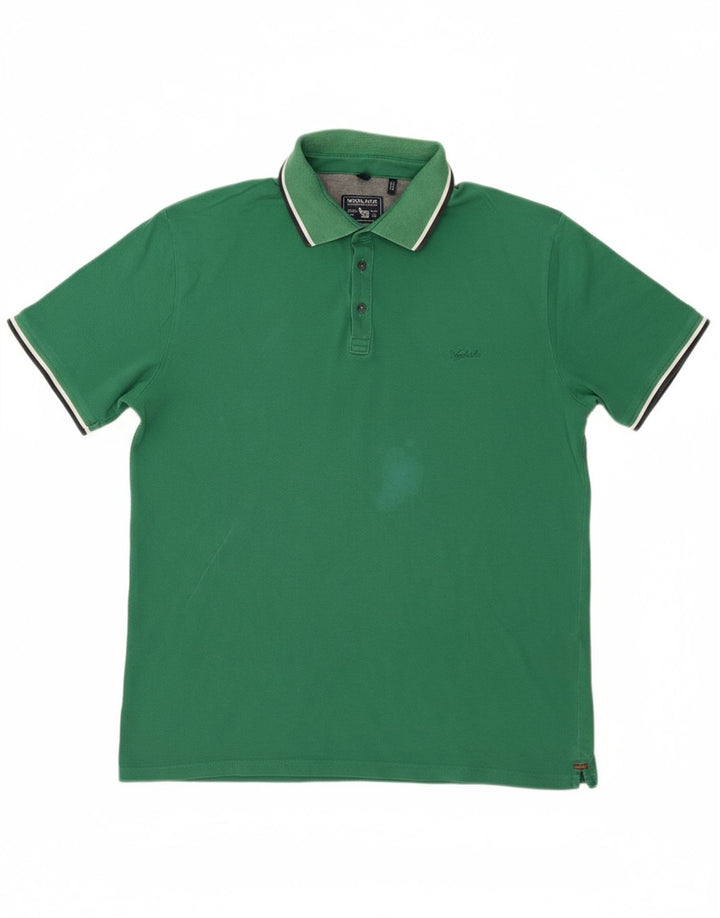 WOOLRICH Mens Polo Shirt Large Green Cotton