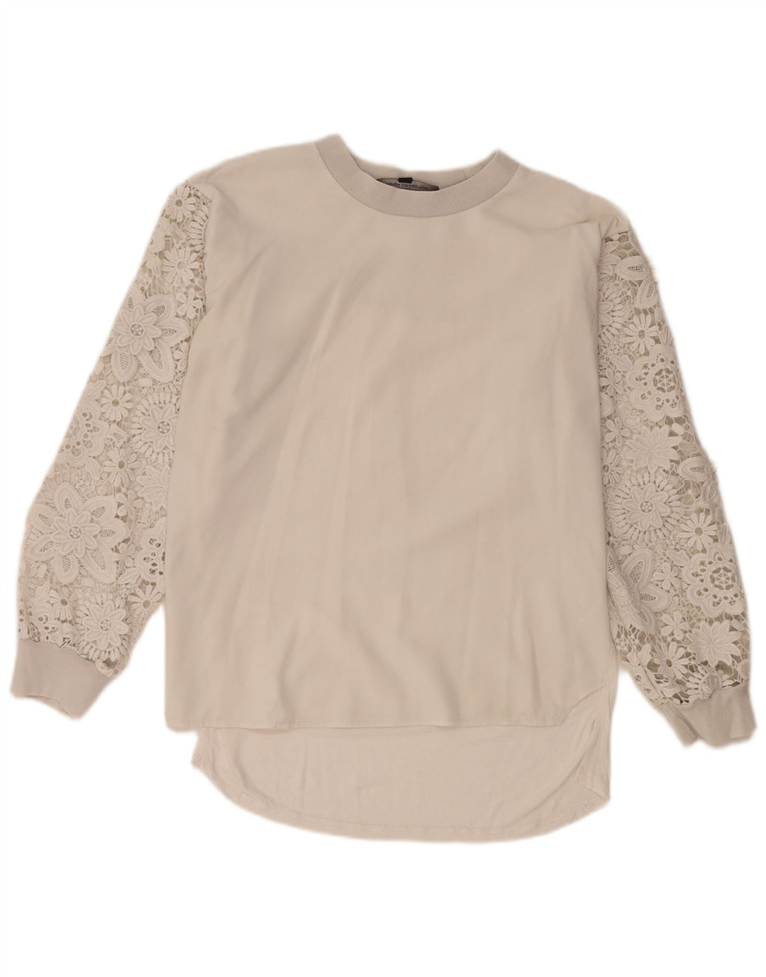 French Connection Womens Oversized Top Long Sleeve UK 8 Small White Floral