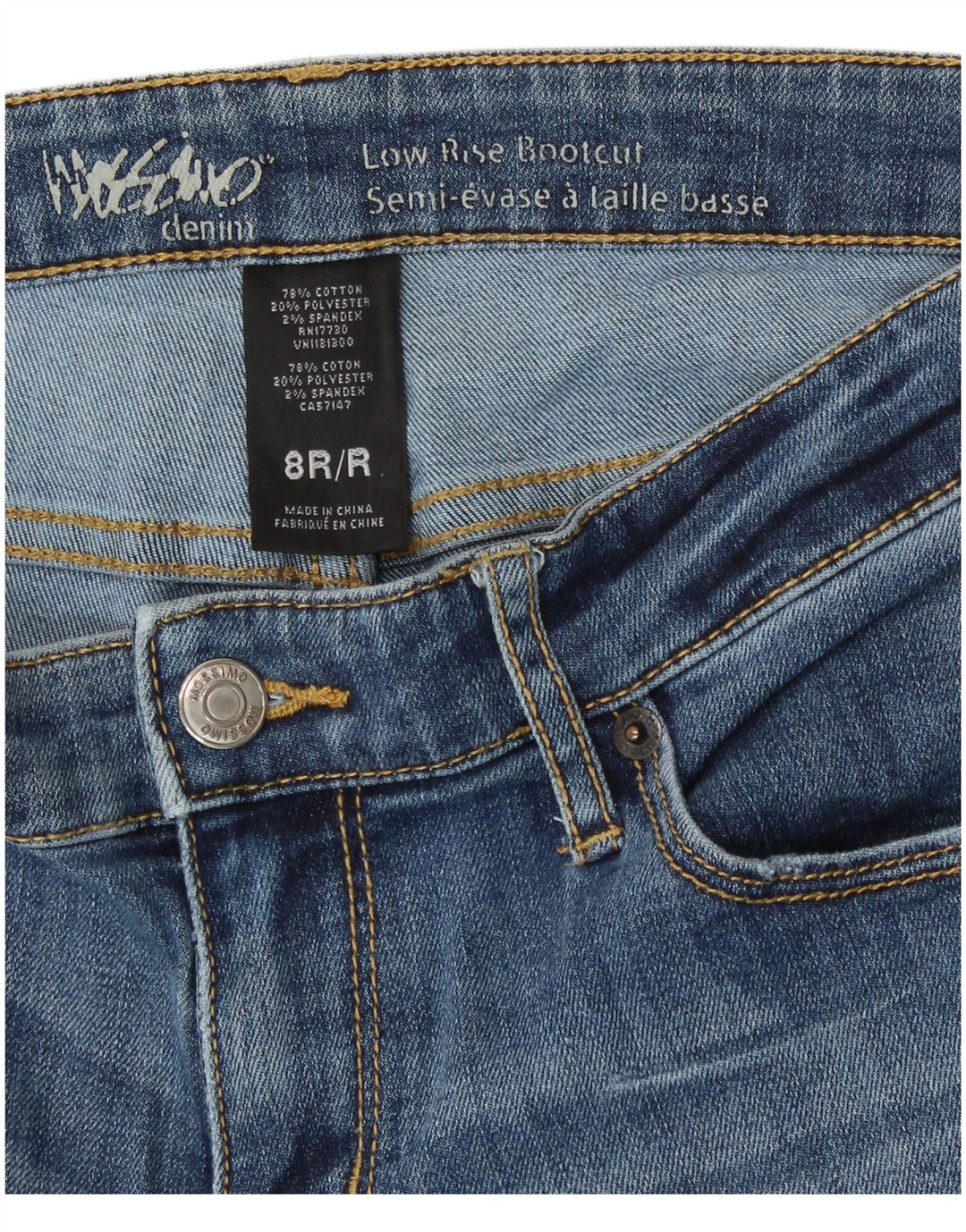 Mossimo Womens Low Waist Bootcut Jeans US 8 Medium W32 L32 Blue Cotton