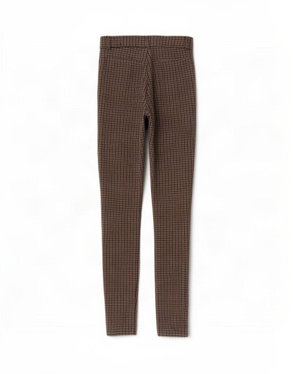 Pantaloni skinny casual pentru femei Zara XS W24 L27 maro viscoza picior de poule