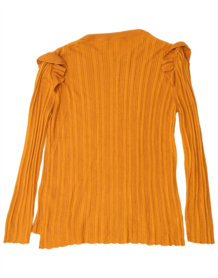 Marks & Spencer Womens Top Long Sleeve UK 12 Medium  Yellow Acrylic