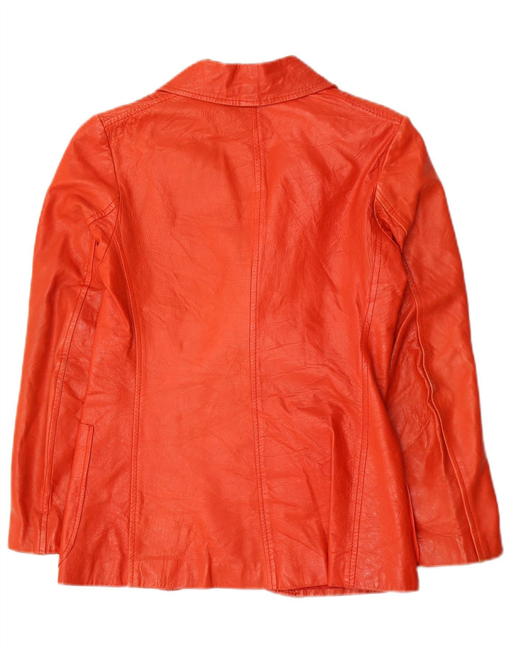 VINTAGE Womens 2 Button Leather Blazer Jacket IT 42 Medium Orange
