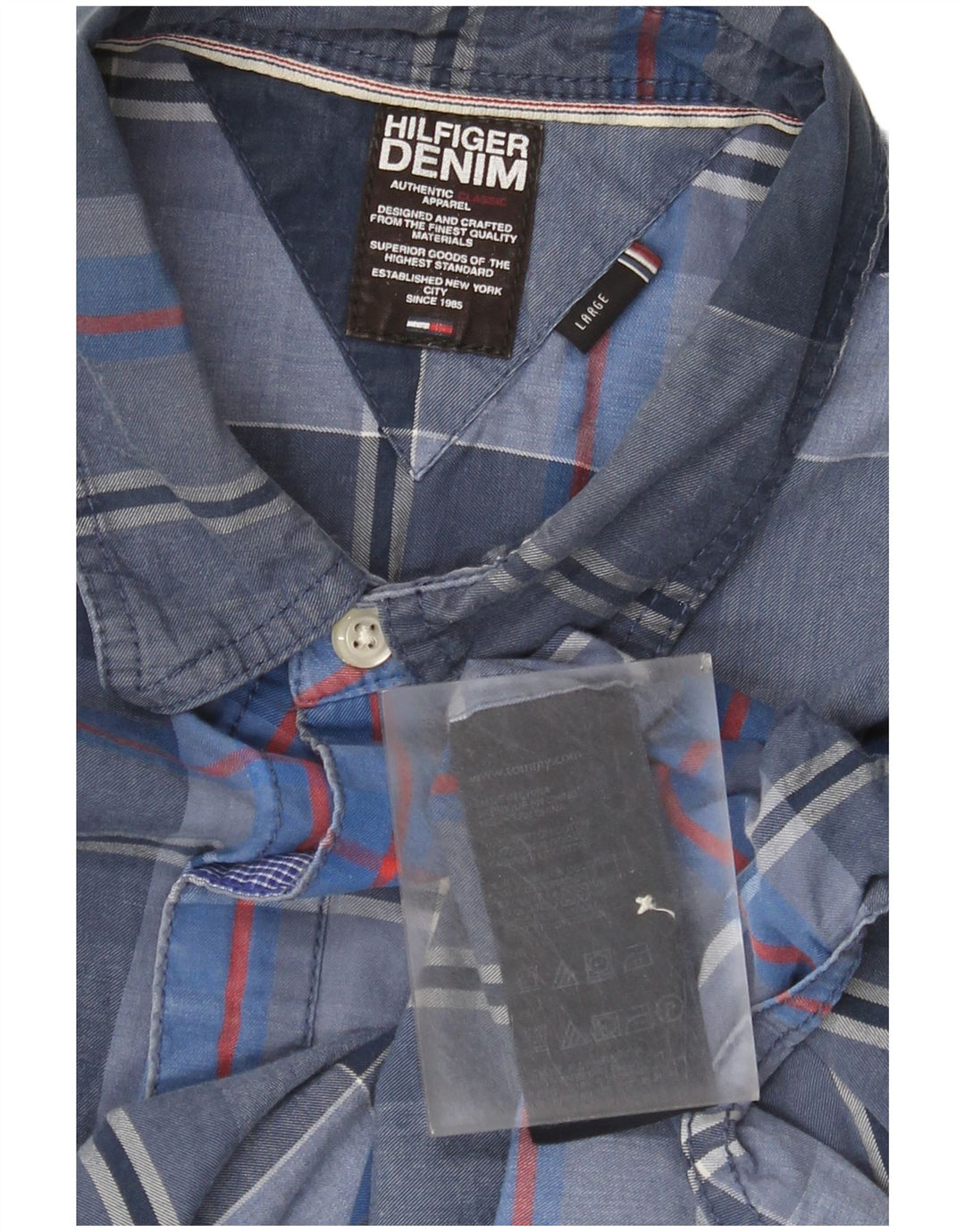 Camicia da uomo Tommy Hilfiger a quadri grandi in cotone blu