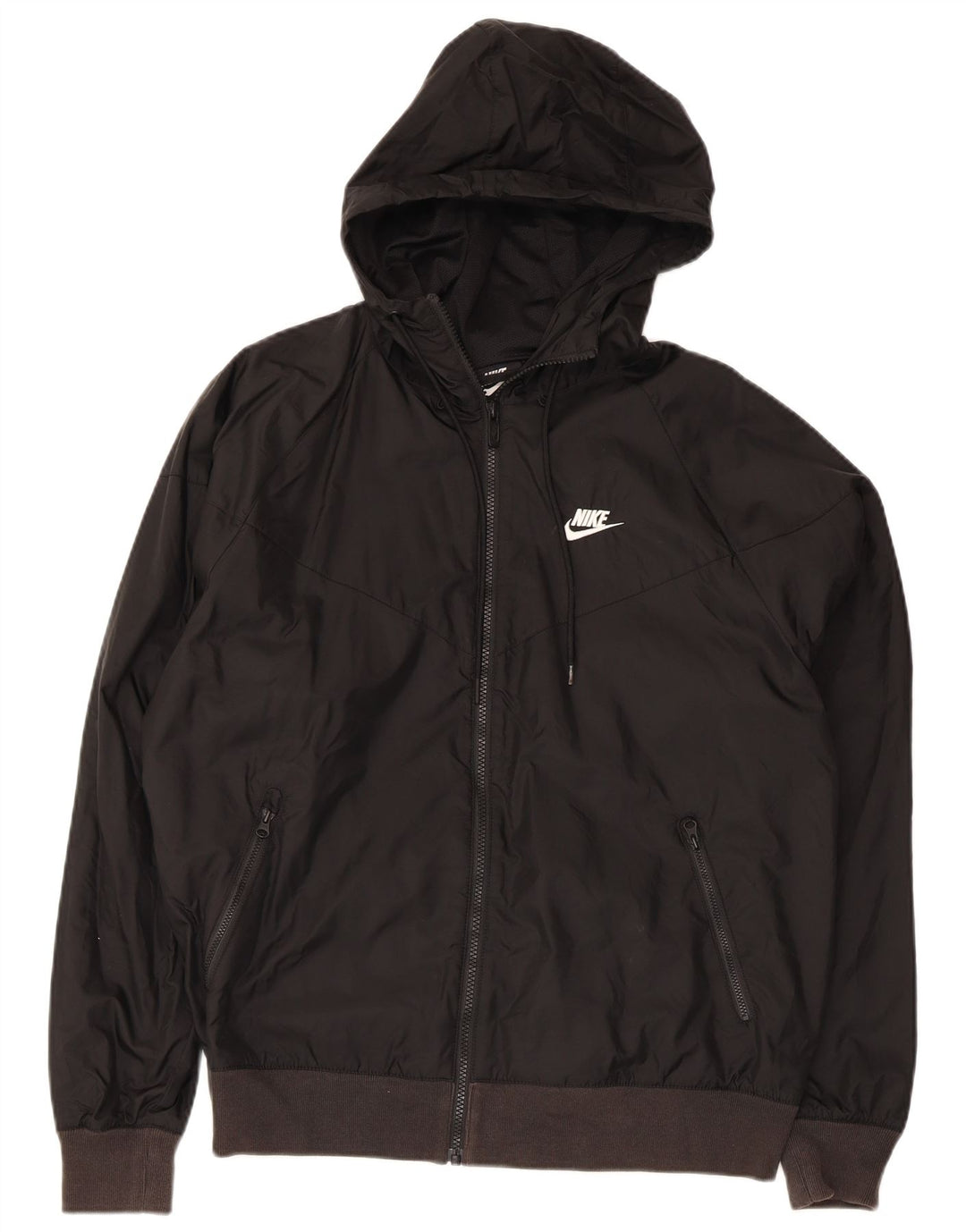 Nike Mens Hooded Rain Jacket UK 36 Small Black Nylon