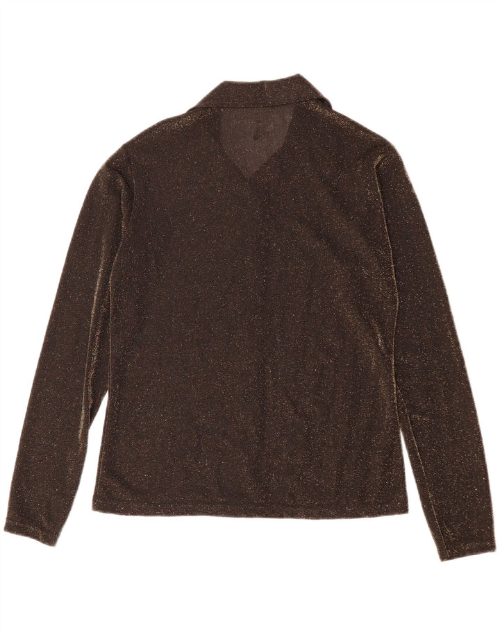 Camicetta da donna VINTAGE UK 14 Poliestere marrone medio