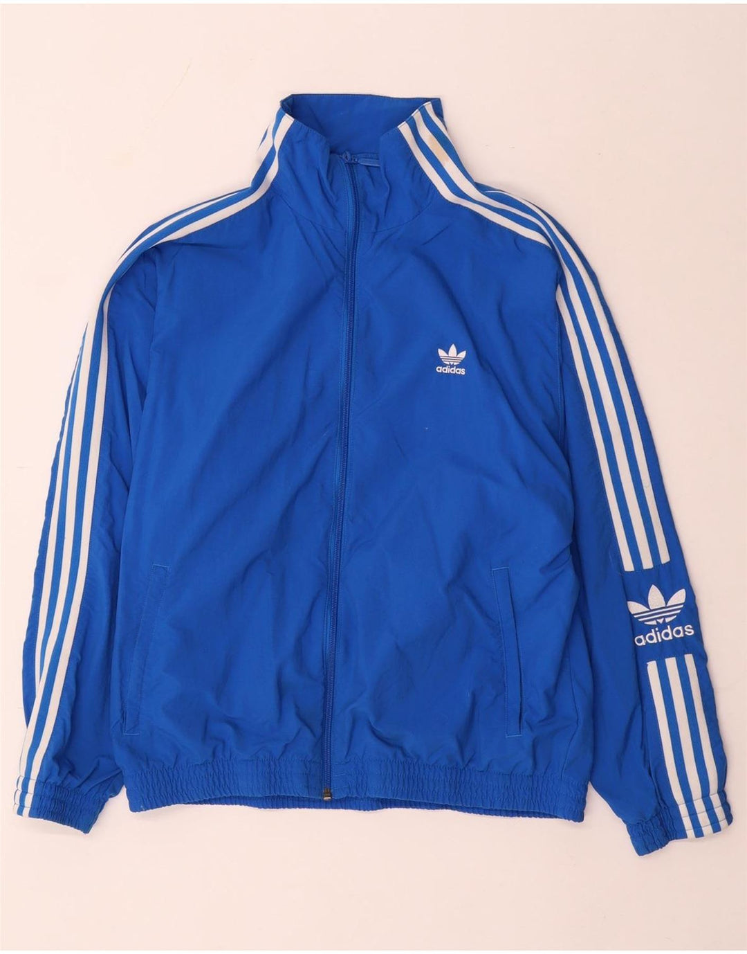 Adidas Womens Tracksuit Top Jacket UK 12 Medium Blue Nylon