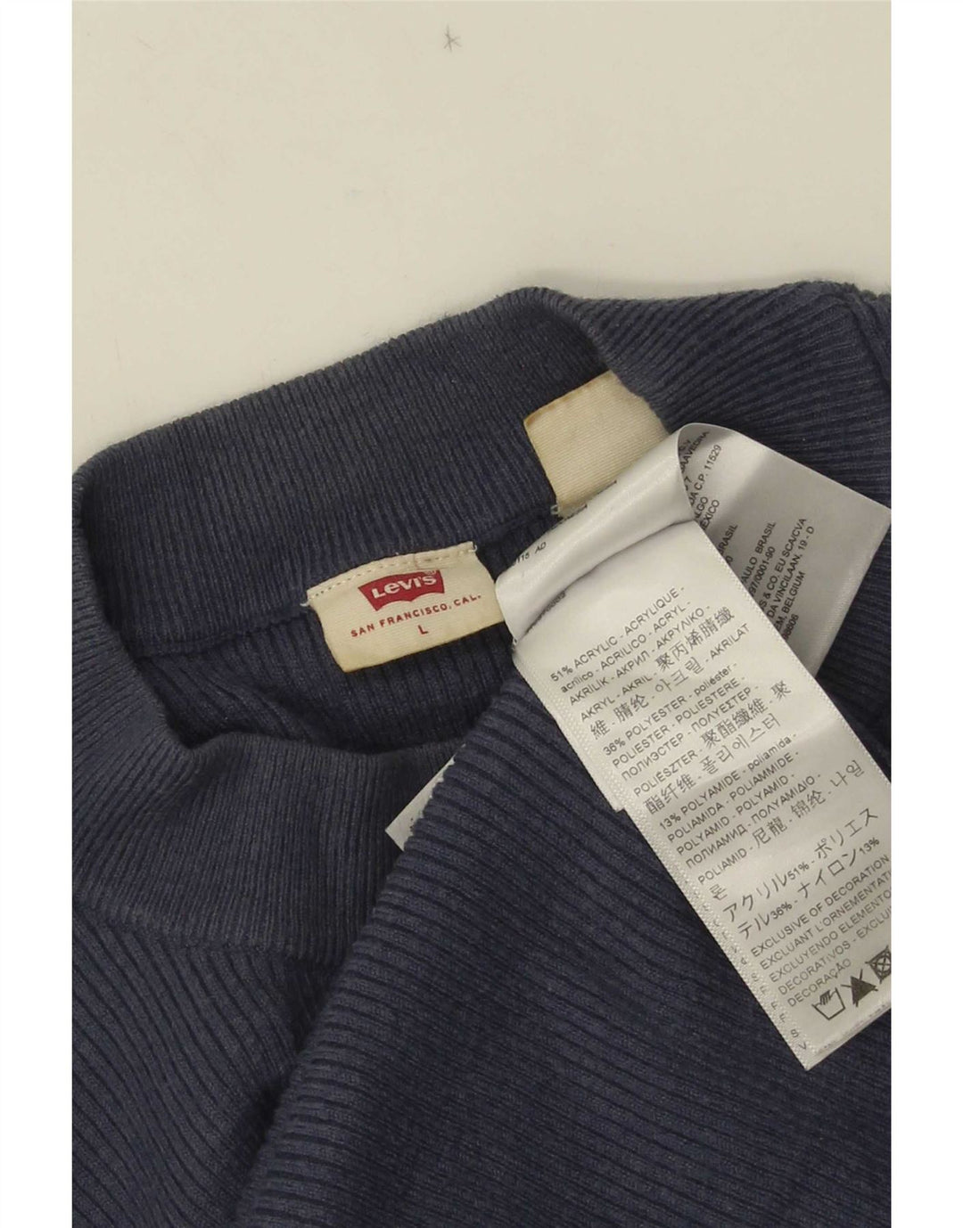 Levi's Womens Top Long Sleeve UK 14 Large Navy Blue Acrylic