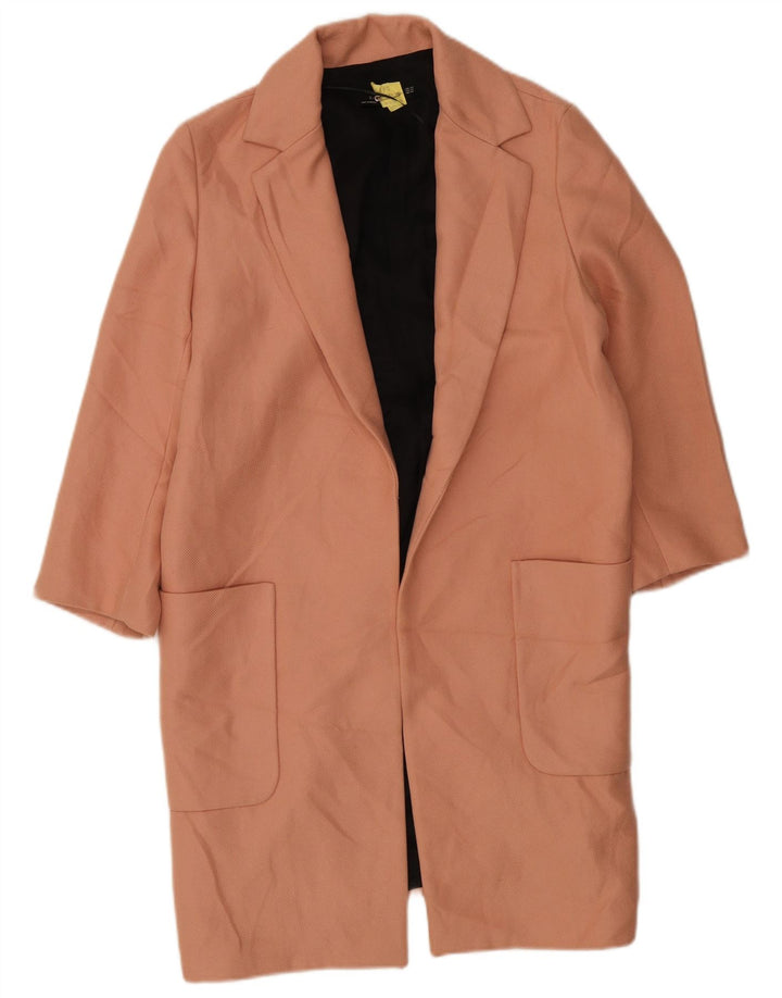Zara Womens Oversized Longline Open Blazer Jacket Reino Unido 6 XS Rosa Poliéster