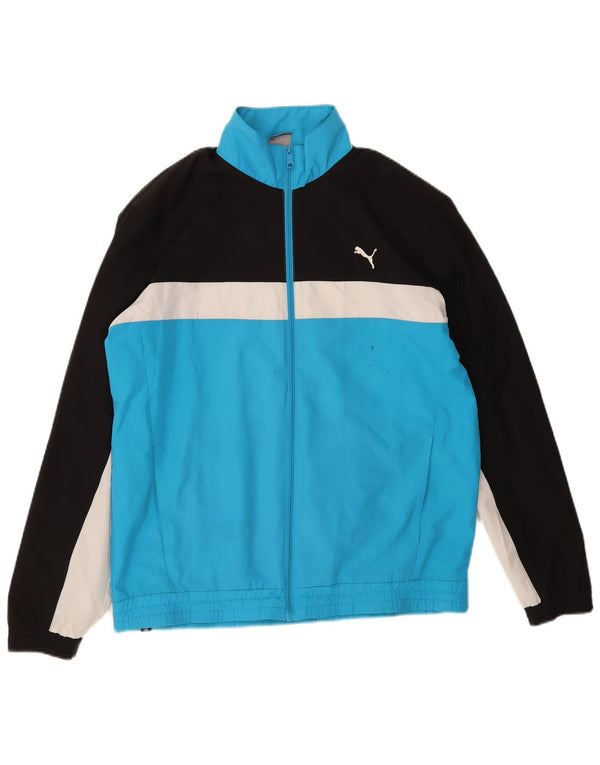 Puma Mens Tracksuit Top Jacket Large Blue Colourblock Polyester
