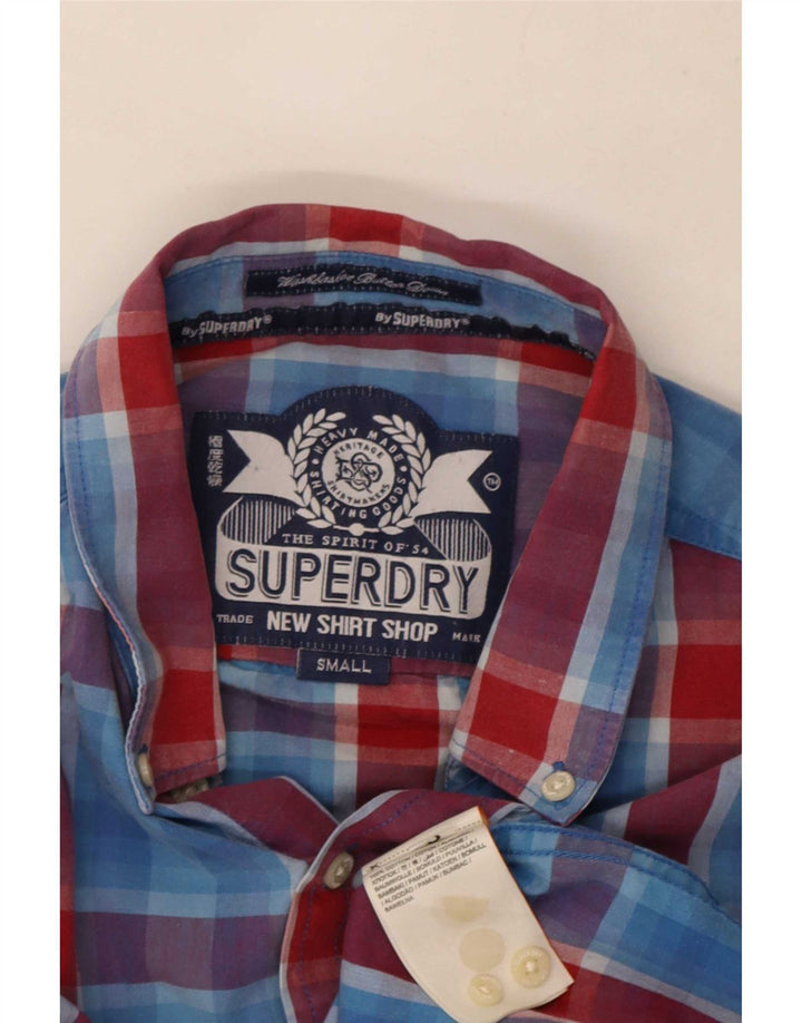 Camicia da uomo Superdry in cotone a quadri piccoli blu