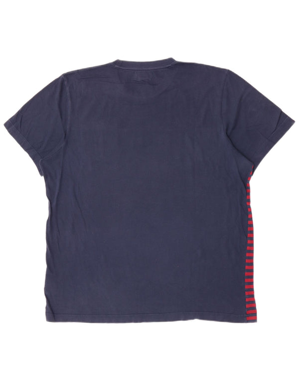 Adidas T-shirt top til mænd, stor marineblå stribet bomuld