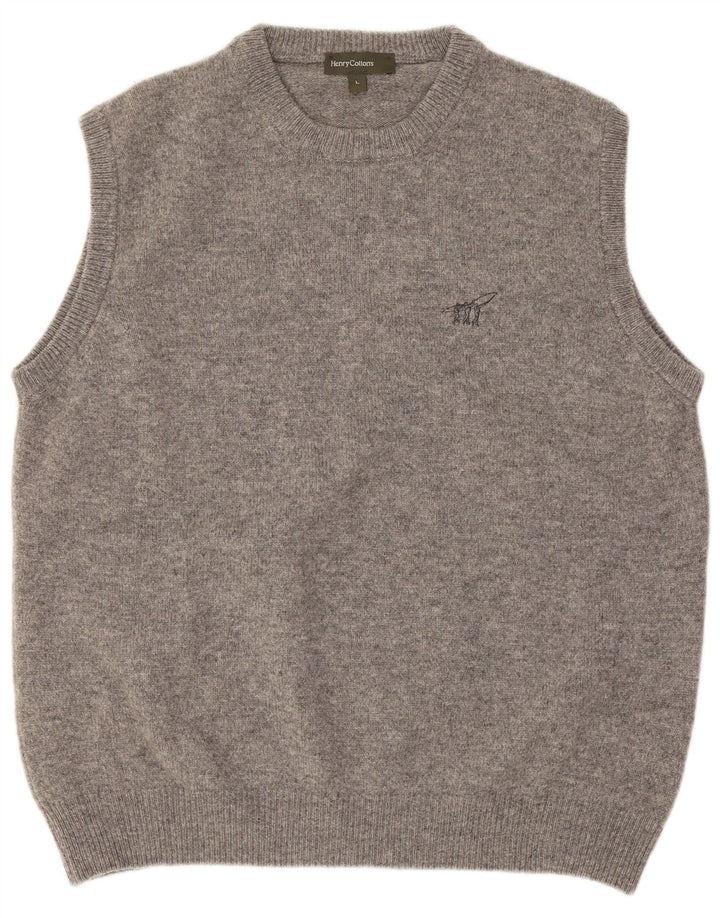 Henry Cottons Mens Vest Tank Top Large Grey Virgin Wool