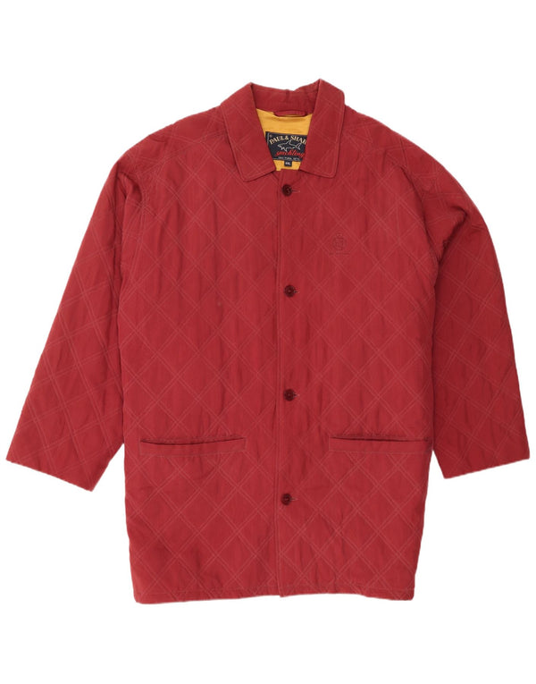 Paul & Shark Herre Quiltet Overfrakke UK 44 2XL Burgundy Silke