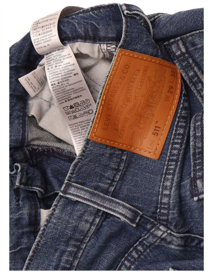 LEVI'S Mens 511 Slim Jeans W29 L32 Navy Blue Cotton