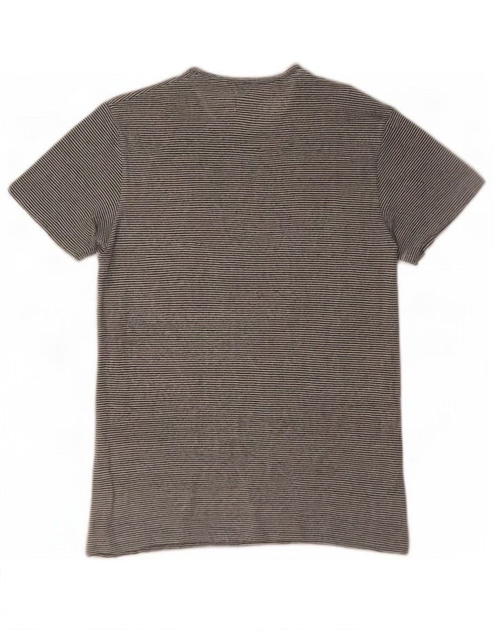 Zara Mens T-Shirt Top Small White Striped Linen