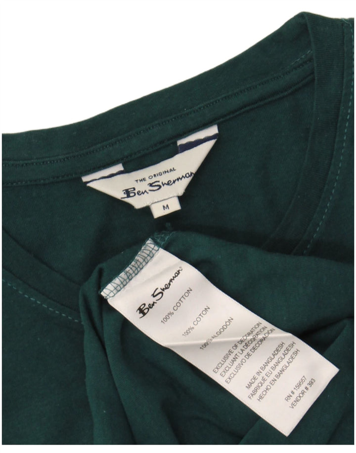 BEN SHERMAN Mens Graphic T-Shirt Top Medium Green Cotton