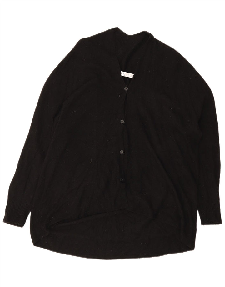 Zara Womens Oversized Cardigan Sweater UK 10 Small Black Wool