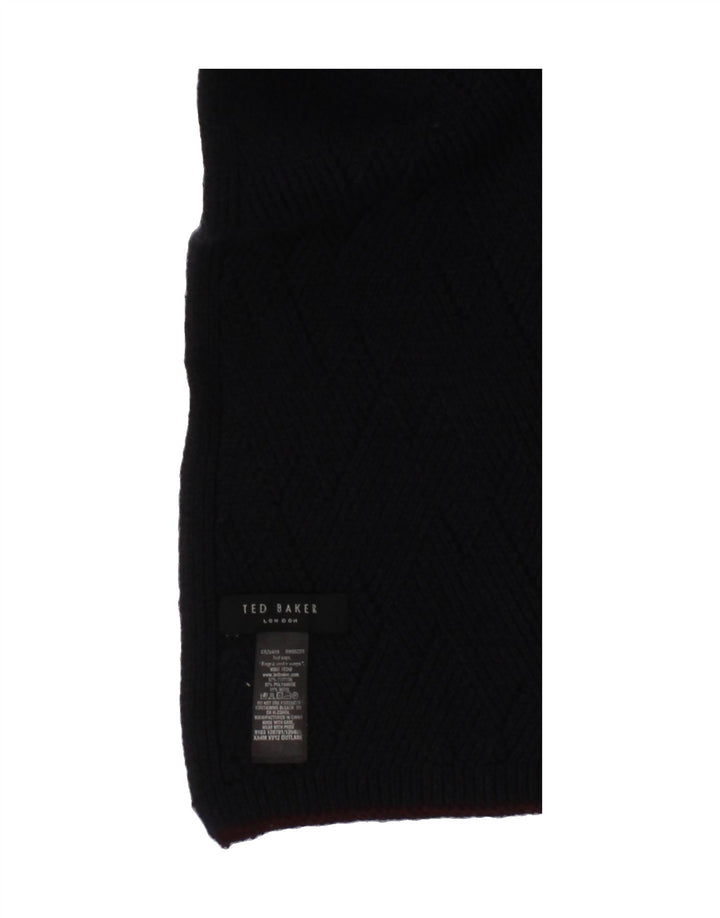 TED BAKER Mens Knit Rectangle Scarf One Size Navy Blue Argyle/Diamond Vintage Ted Baker and Second-Hand Ted Baker from Messina Hembry 