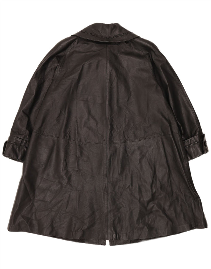 Conbipel Womens Oversized Leather Coat IT 42 Medium Black Leather