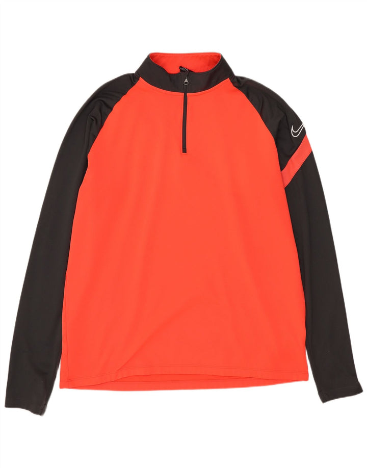 Nike Mens Dri Fit Zip Neck Pullover Tracksuit Top Large Red Colourblock