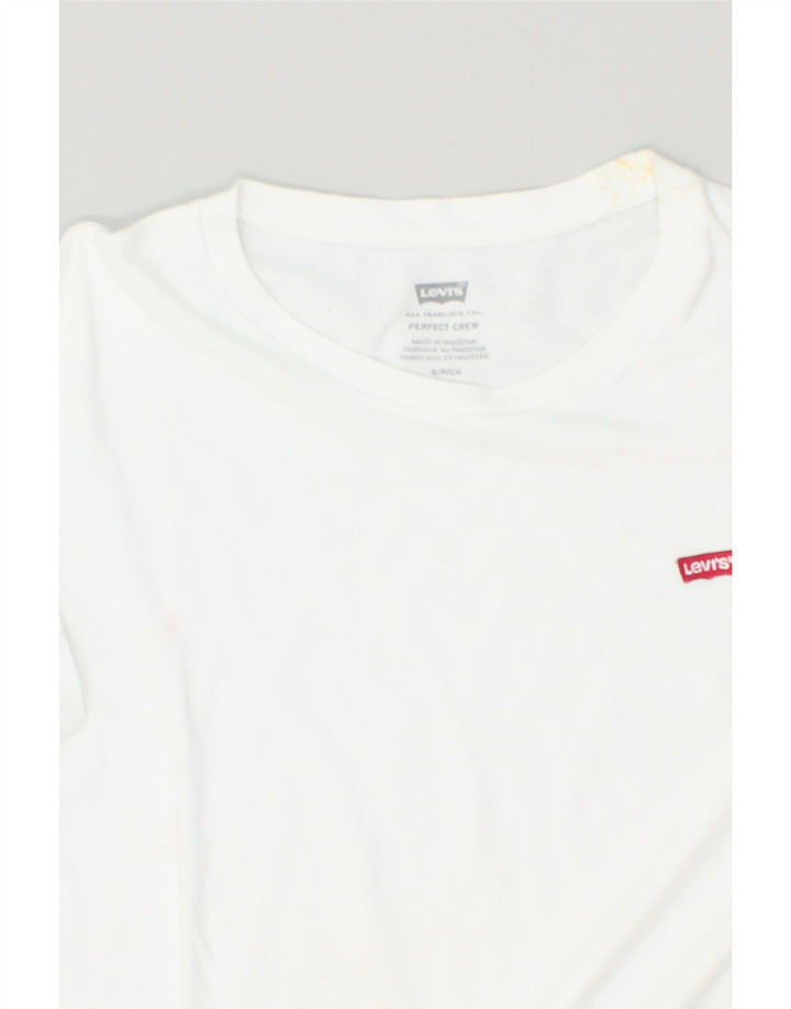 LEVI'S Womens Perfect Crew T-Shirt Top UK 10 Small White | Vintage Levi's | Thrift | Second-Hand Levi's | Used Clothing | Messina Hembry 