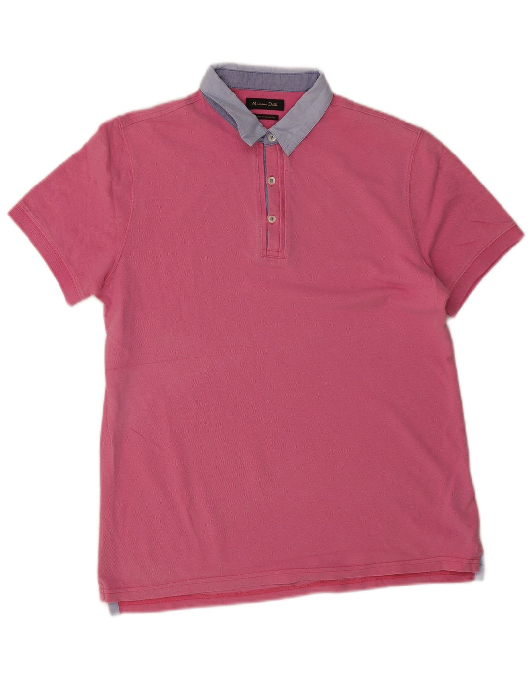 Massimo Dutti Mens Rugby Polo Shirt Medium Pink Cotton