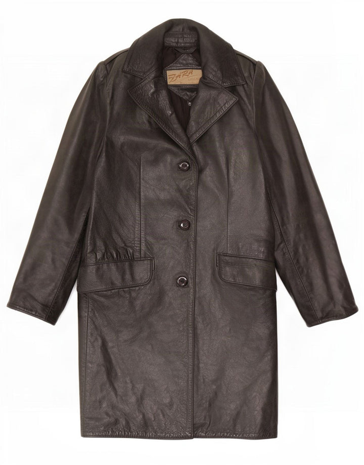 Vintage Womens Leather Coat UK 12 Medium Black