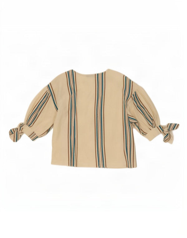 Top corto da donna Zara in camicetta UK 10 piccolo cotone a righe bianche