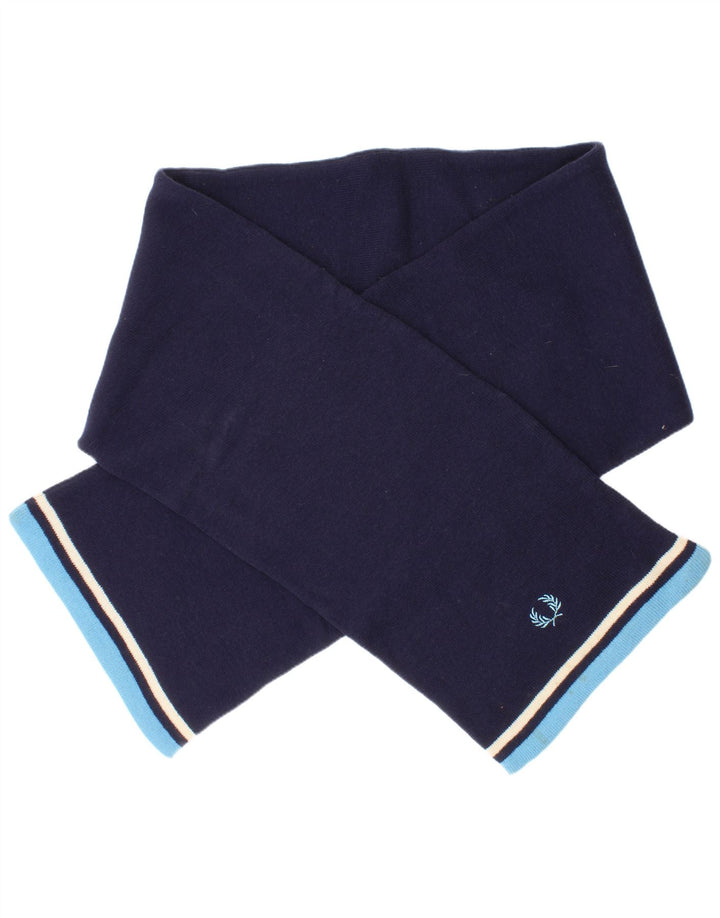 Fred Perry Mens Rectangle Scarf One Size Navy Blue Striped Nylon