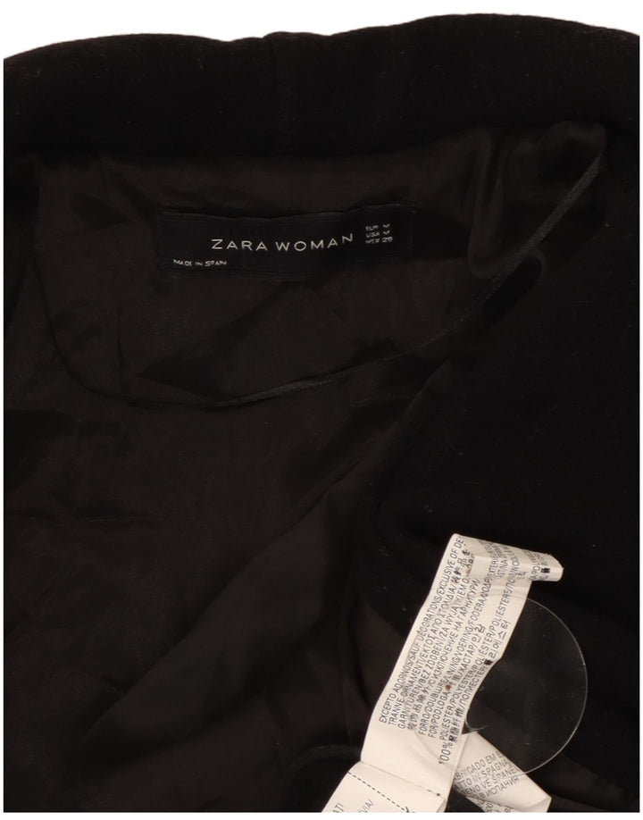 Zara Womens Open Overcoat UK 14 Medium Black Polyester