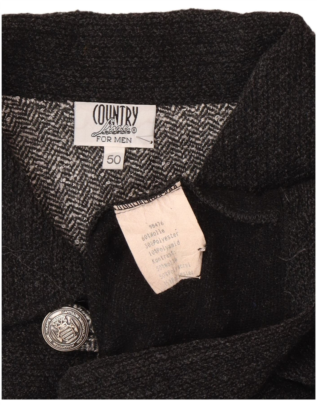 Country Mens Polo Neck Jumper Sweater IT 50 Medium Grey Wool
