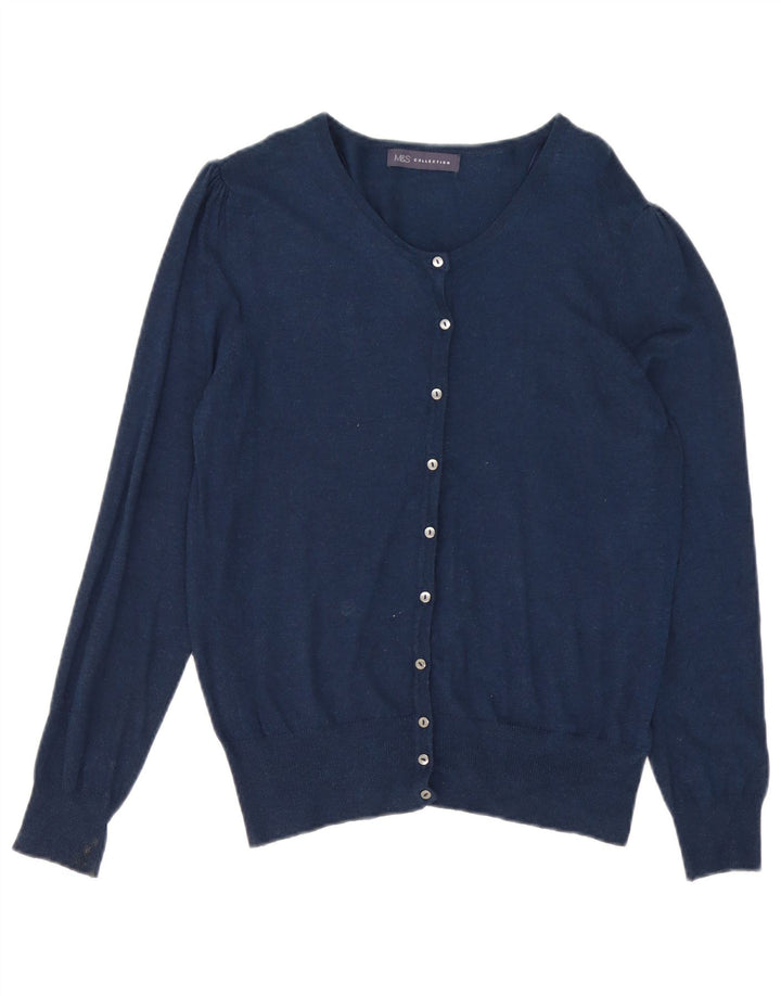 Marks & Spencer Womens Cardigan Sweater UK 12 Medium Navy Blue Viscose