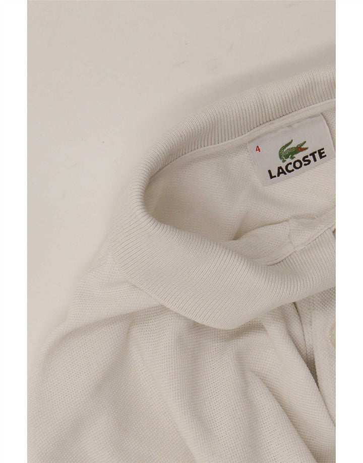 Lacoste Mens Long Sleeve Polo Shirt Size 4 Medium White Cotton