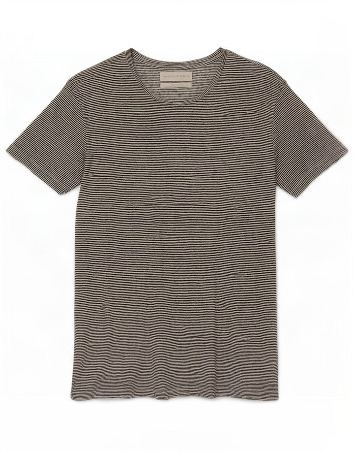 Zara Mens T-Shirt Top Small White Striped Linen