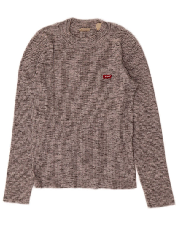 Levi's Womens Turtle Neck Jumper Sweater UK 8 Small Grey Flecked