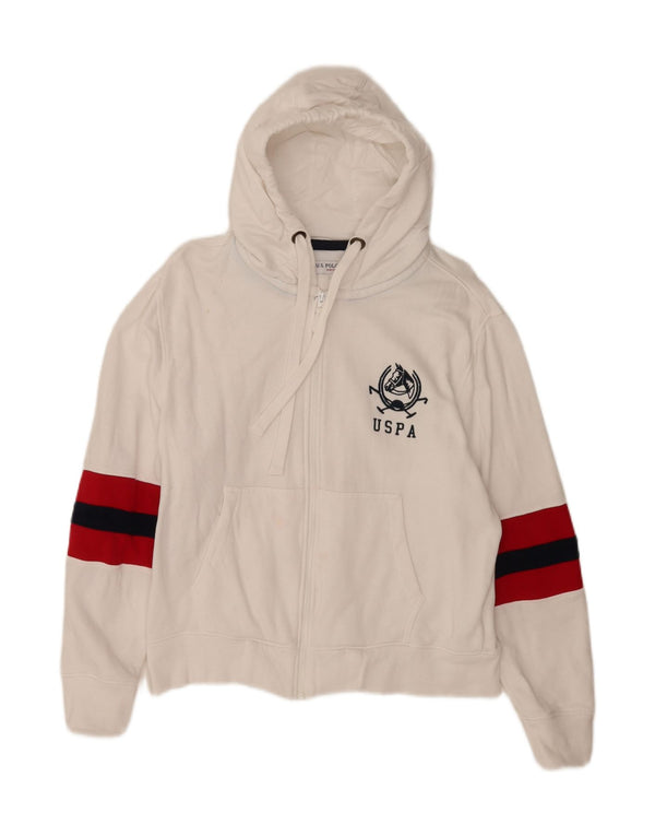 Πόλο Ασν. Γυναικείο πουλόβερ με φερμουάρ UK 14 Medium White Colourblock